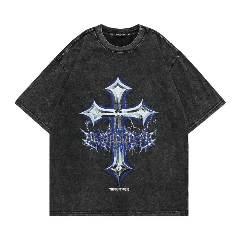 60s Style T Shirts Summer T-Shirt Short Sleeve Lightning Print
