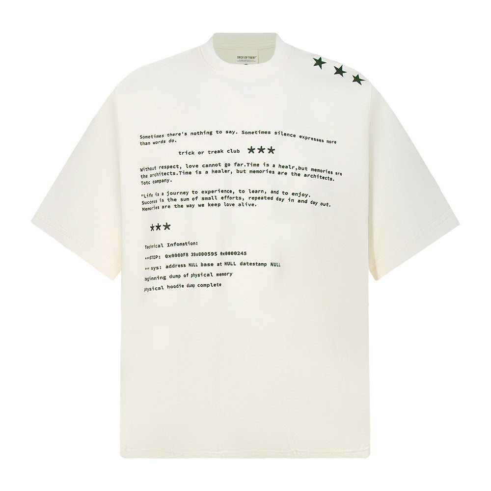 New York Hip Hop Style Vintage Alphabet Short Sleeve T-Shirt Summer Oversize Casual Top