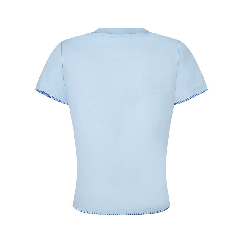 Casual Street Wear Embroidered Short Sleeve T-Shirt