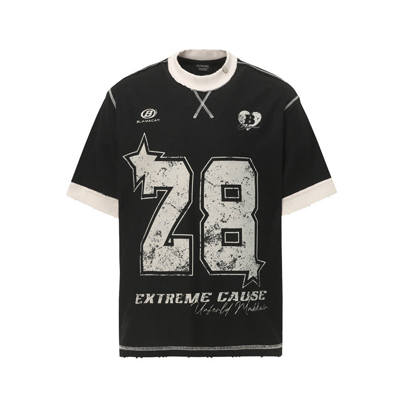 Casual Street Wear Vintage Loose Letter Print Short Sleeve T-Shirt