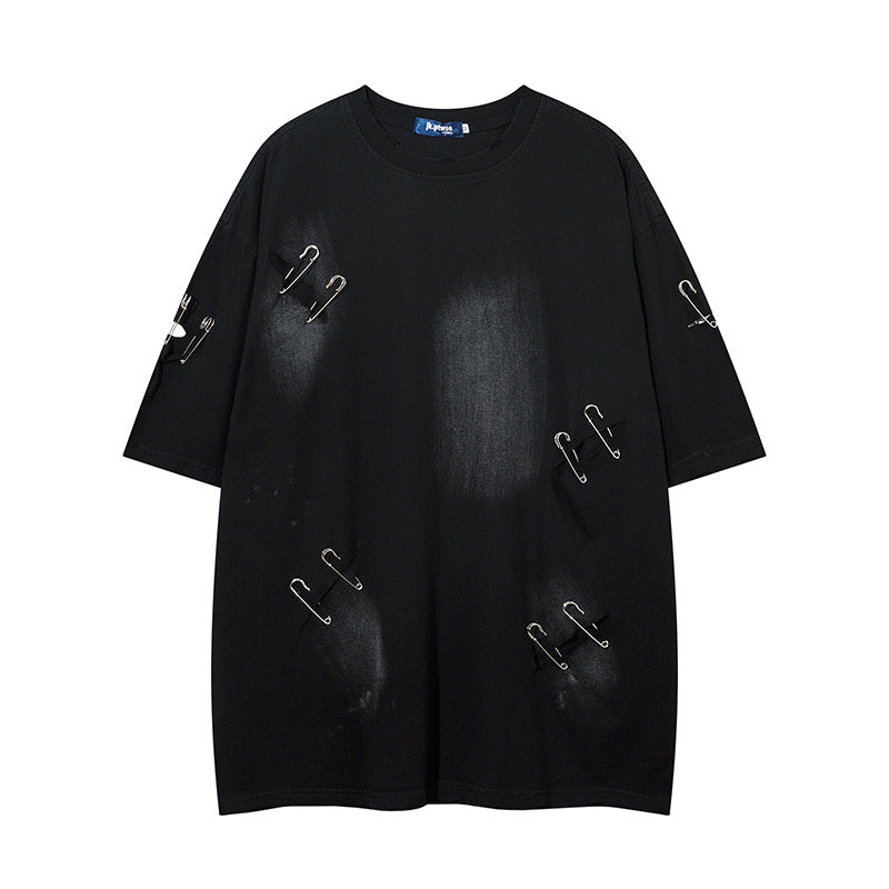 1990 Fashion T-Shirt Retro Old Ripped Short Sleeve T-Shirt