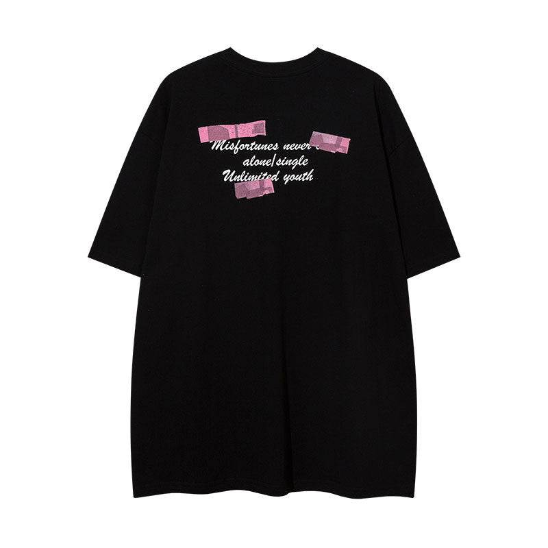 Vintage Tišö Rt alphabet print short-sleeved T-shirt summer oversize loose top