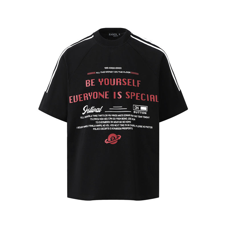 Casual Street Wear Vintage Striped Sports Top Short Sleeve T-Shirt