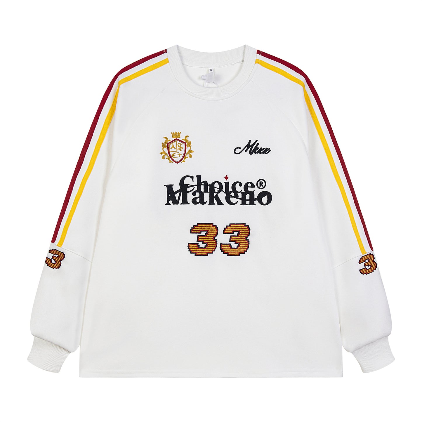 Marcas De Streetwear Embroidery Bar Crew Neck Long Sleeve T-Shirt Loose Sweater
