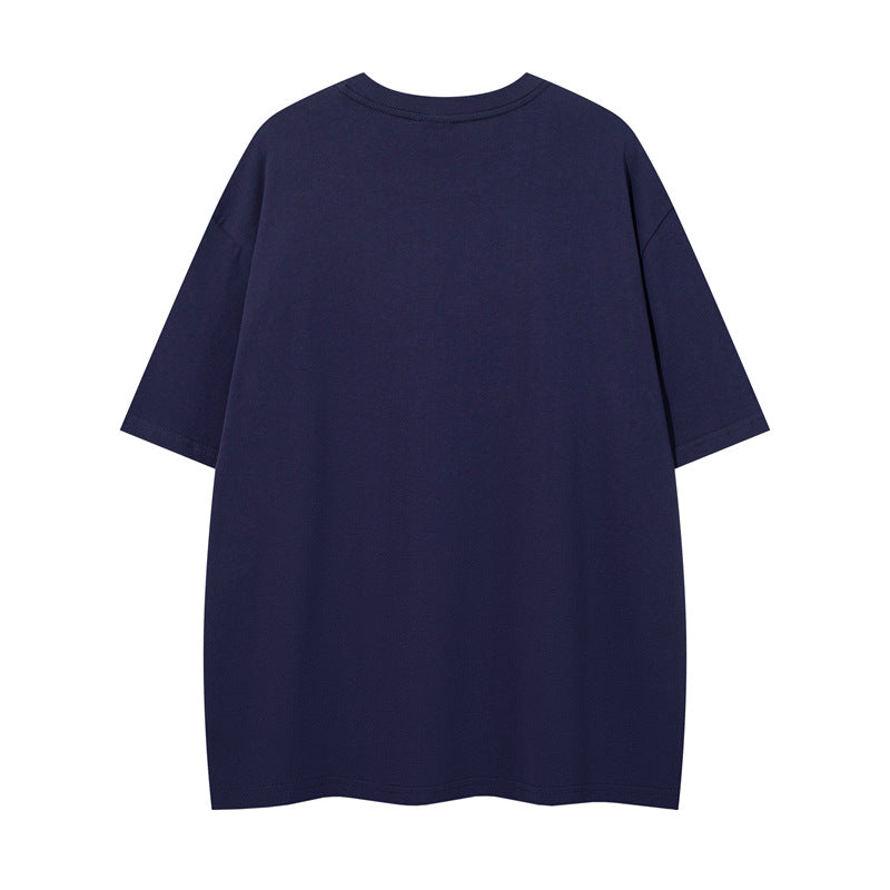Y2K mens shirt summer loose round neck loose short sleeves