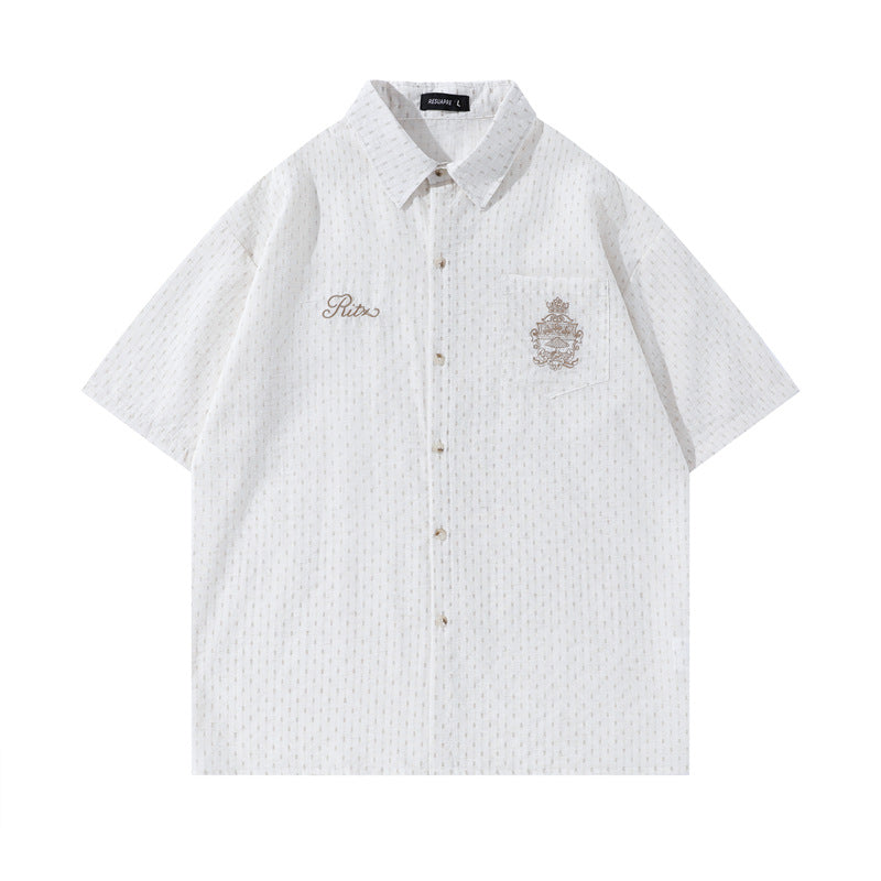 Y2K mens shirt vintage striped short sleeve shirt