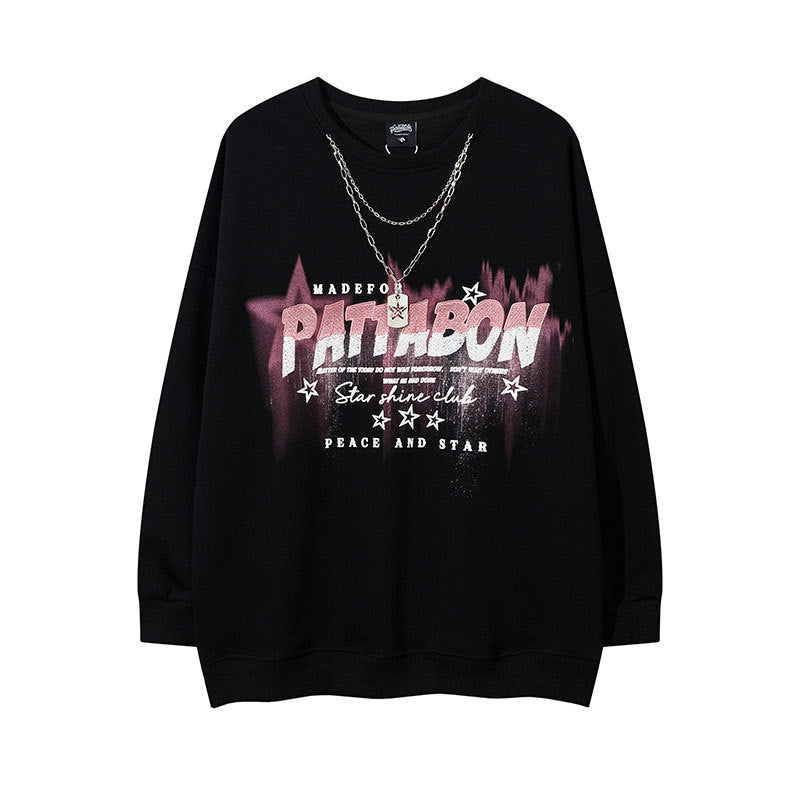 Marcas De Streetwear Vintage Star Letter Embroidery Long Sleeve T-Shirt