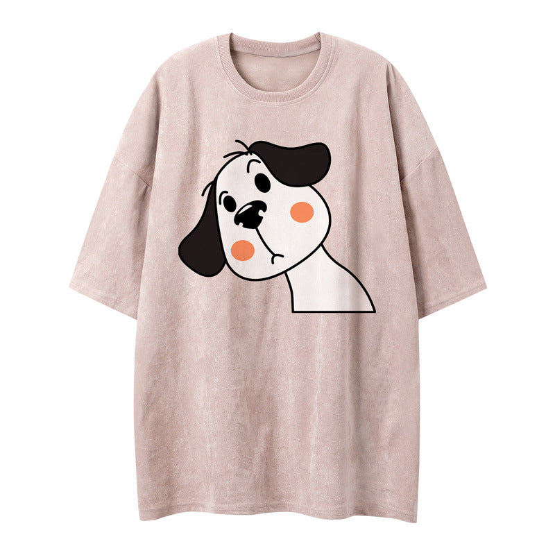 US drip outfits Summer Vintage Dog Casual Loose Short Sleeve T-Shirts