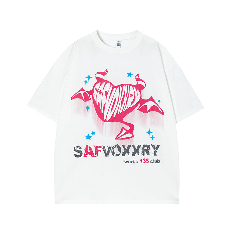 Vintage Tišö Rt Vintage Love Printed Short Sleeve T-Shirt Loose Top