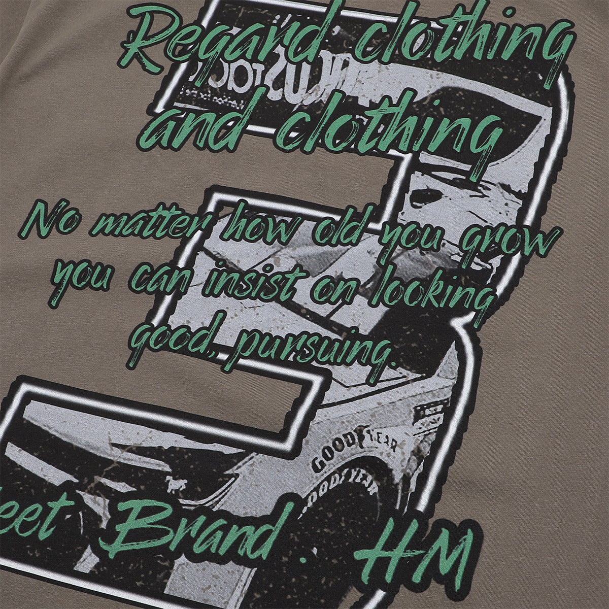 1990 Fashion T-Shirt Summer Locomotive Printing Washing Water Old Short Sleeve T-Shirt