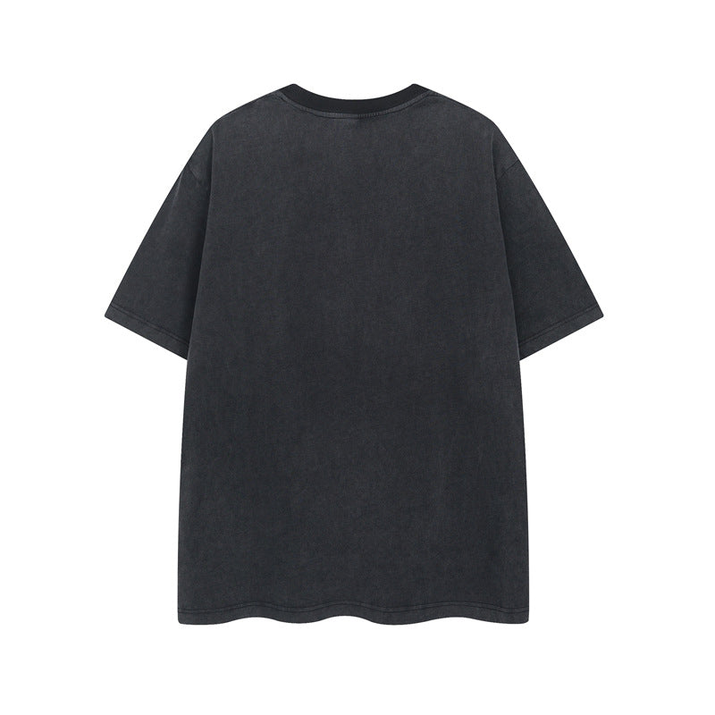 Y2K mens shirt loose round neck short sleeve T-shirt