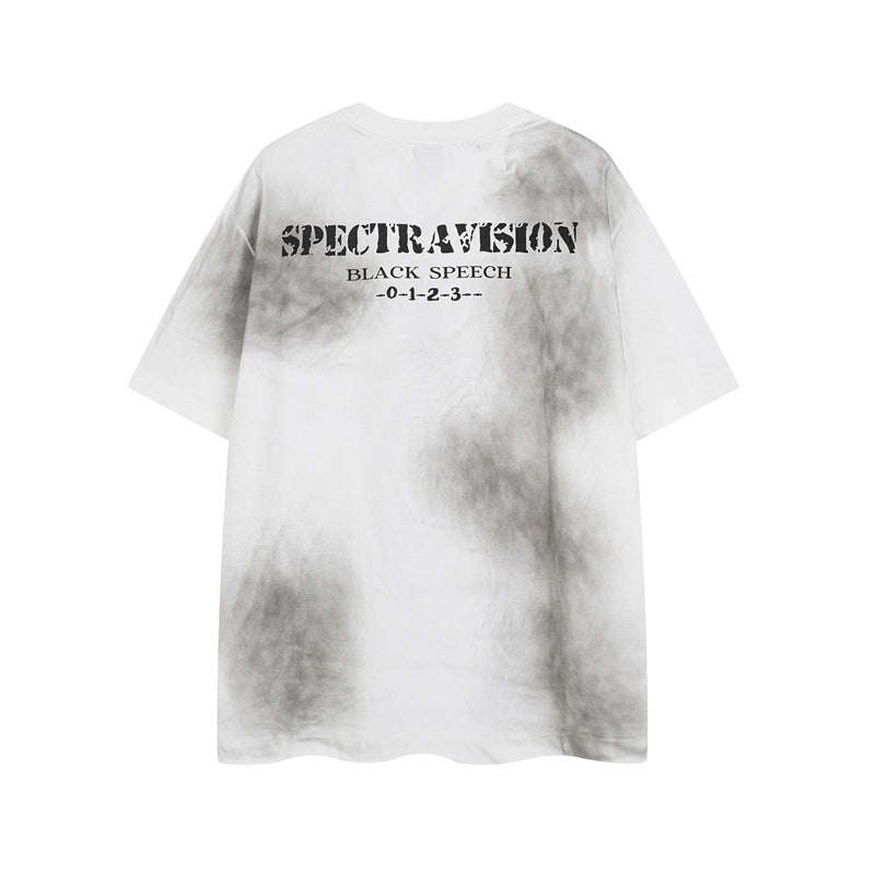 Y2K mens shirt retro round neck men's short sleeve T-shirt