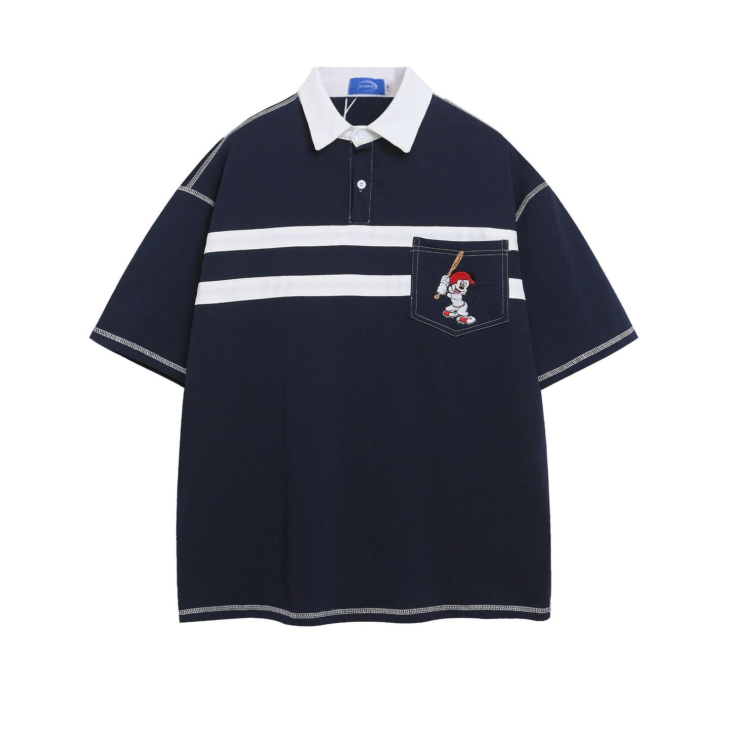 Vestimenta De Los 90 Summer Cartoon Embroidered T-Shirt Lapel Polo Shirt Short Sleeve