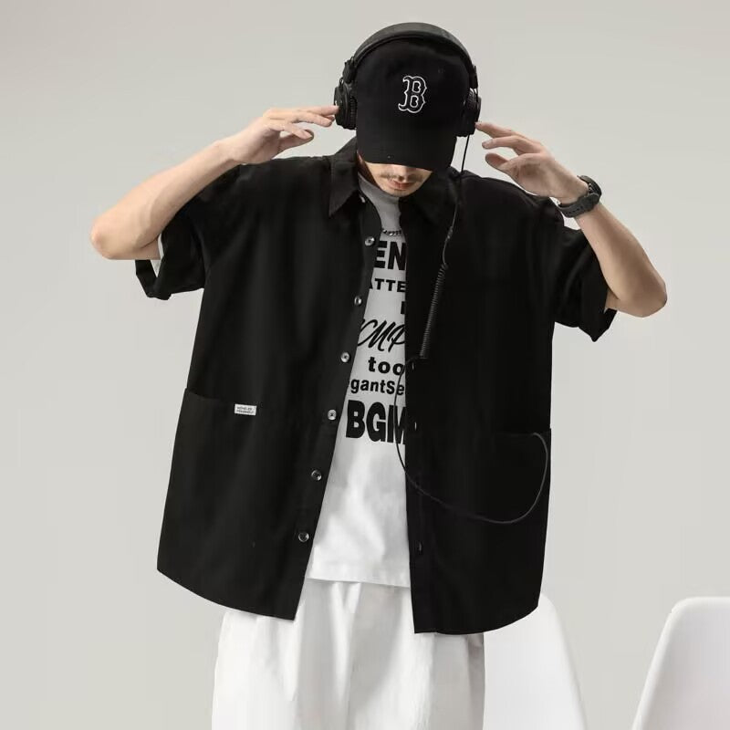 Men T-shirts Short Sleeve Shirt Summer Loose Vintage Top