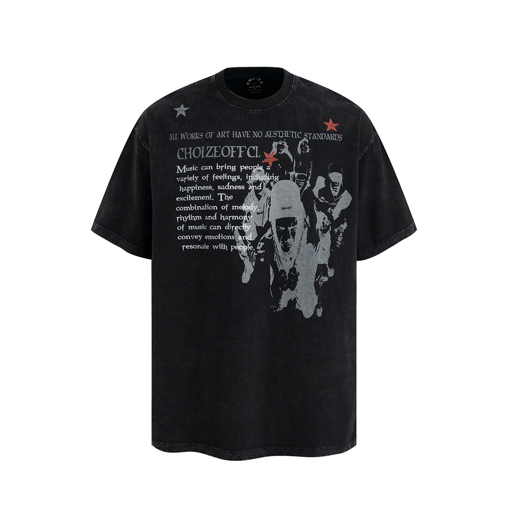 Nostalgia T Shirts Vintage Portrait Print Short Sleeve T-Shirt