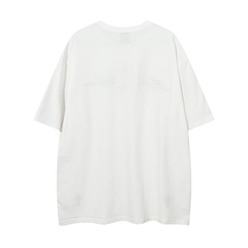 Y2K mens shirt retro crew neck t-shirt loose top