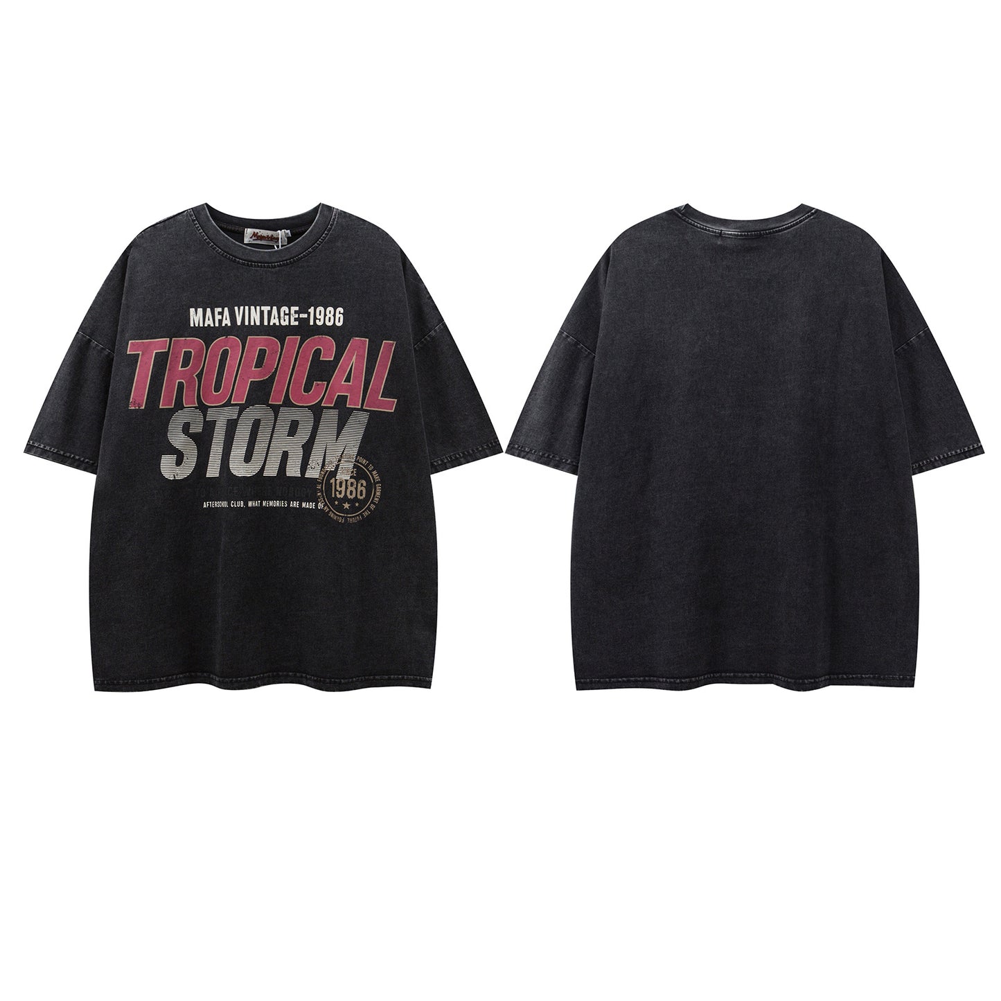 USA Vintage T-Shirt Vintage Washed Alphabet Print Men's Summer Loose
