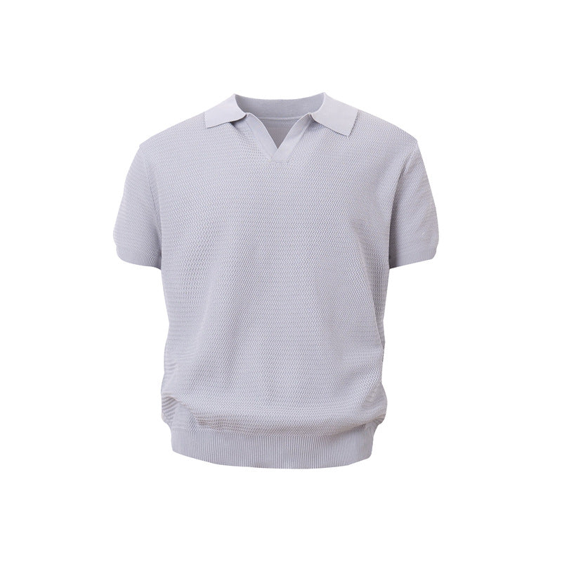 Casual Street Wear Lapel Knitted Polo Shirt T-Shirt