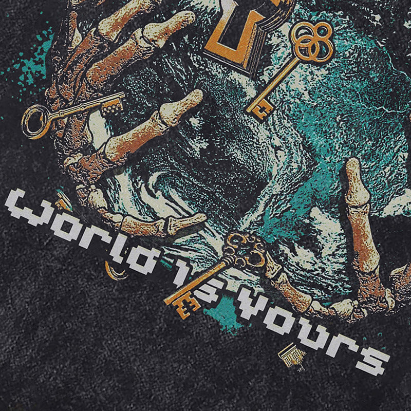 Ropa Vintage Hombre Short Sleeve T-Shirt Hip Hop Vintage Washed