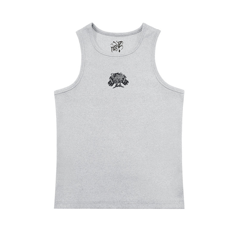 Casual Street Wear Threaded Skinny Elastic Vest