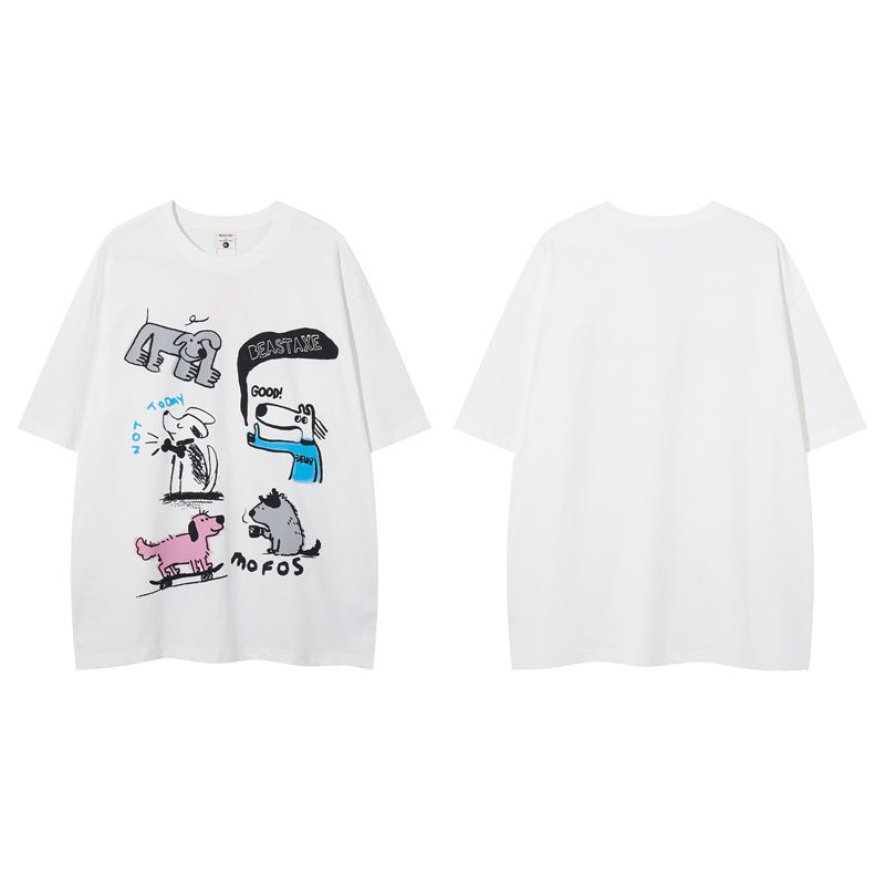 Y2K mens shirt fun pattern alphabet print short sleeve t-shirt