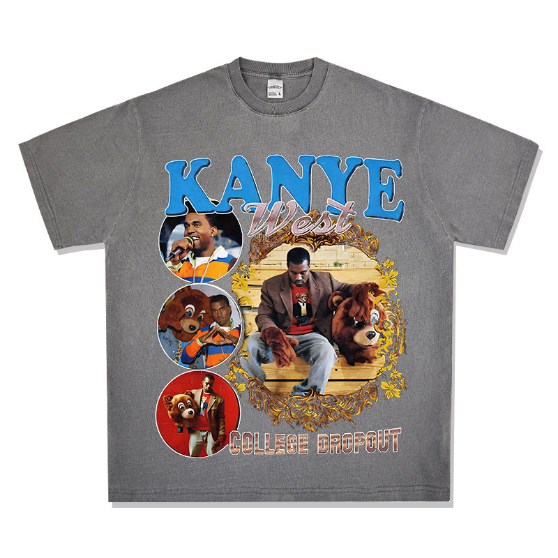 New york hip hop shop vintage hip hop kanye west print short sleeve t-shirt vintage