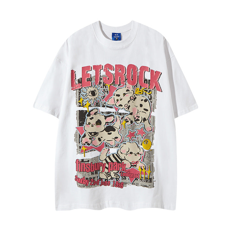 Nyc 1990 Shirt Retro Dog Print Cartoon Fun Short Sleeve T-Shirt