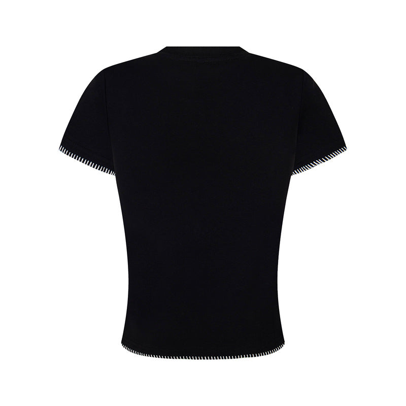 Casual Street Wear Embroidered Short Sleeve T-Shirt
