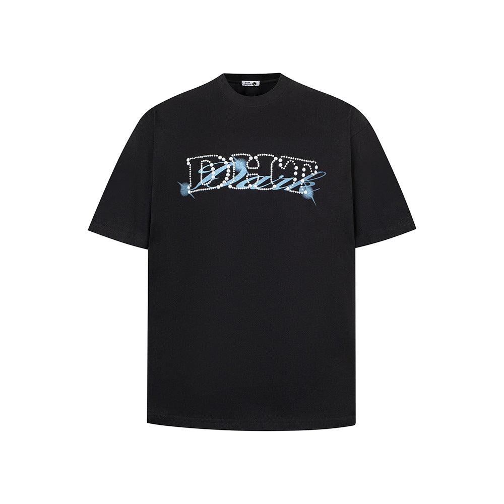Nostalgia T Shirts Pearl Letter Short Sleeve T-Shirt