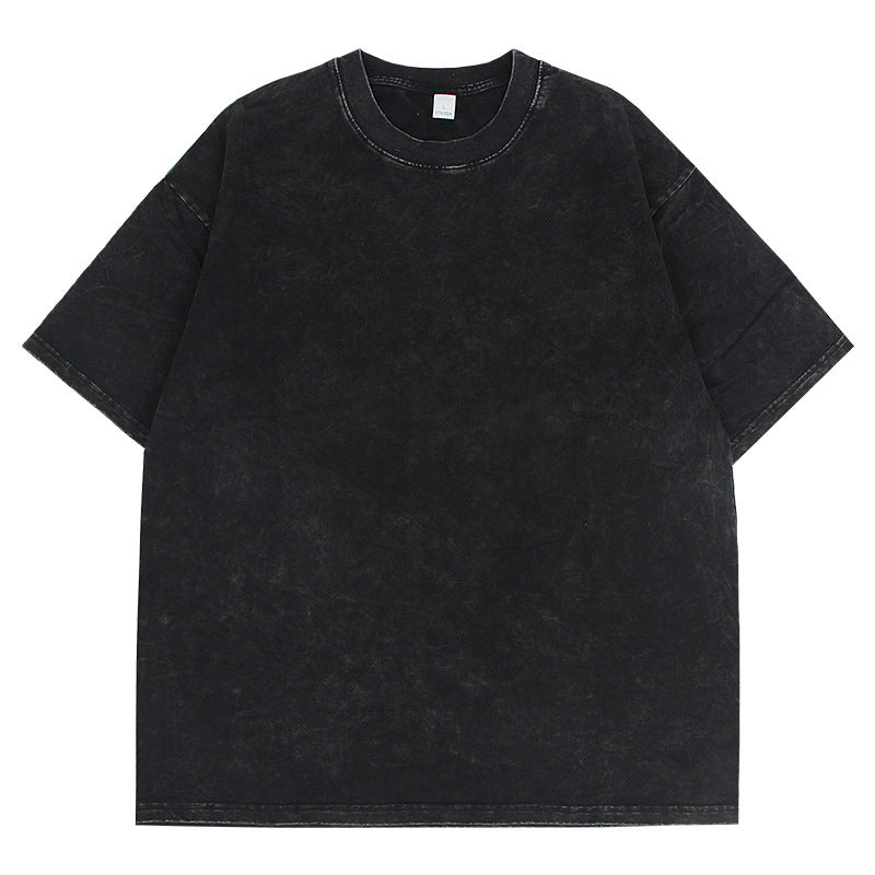 Vintage T Shirts Hip Hop Wash Old Short Sleeve T-Shirt Loose Vintage Oversize