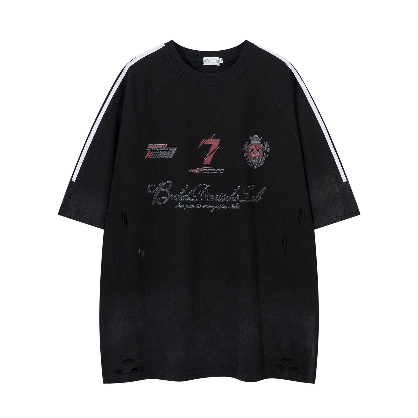 Hip hop shirt summer retro gradual change of color washed old short sleeve T-shirt