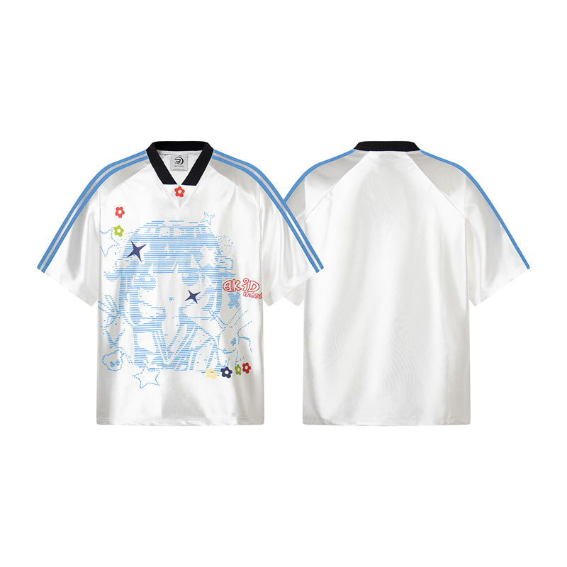 Casual Street Wear Vintage Cartoon Jersey Short Sleeve T-Shirt