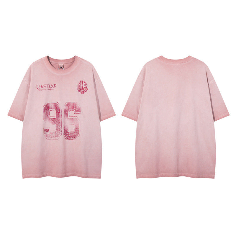Y2K mens shirt washed network offset cloth embroidery T-shirt
