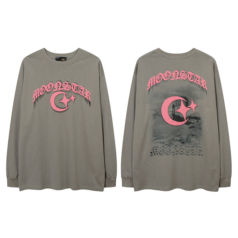 Vintage T Shirts Hip Hop Letter Print Couple Long Sleeve Loose Hip Hop T-Shirt