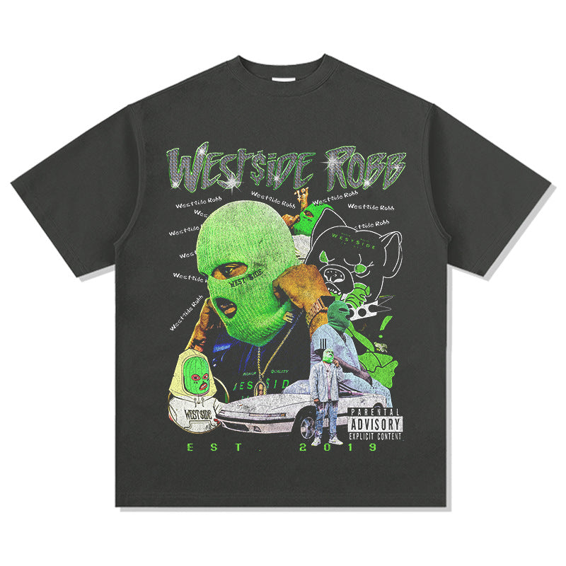 Cool t rapper hip hop robb print vintage hiphop short sleeve t-shirt