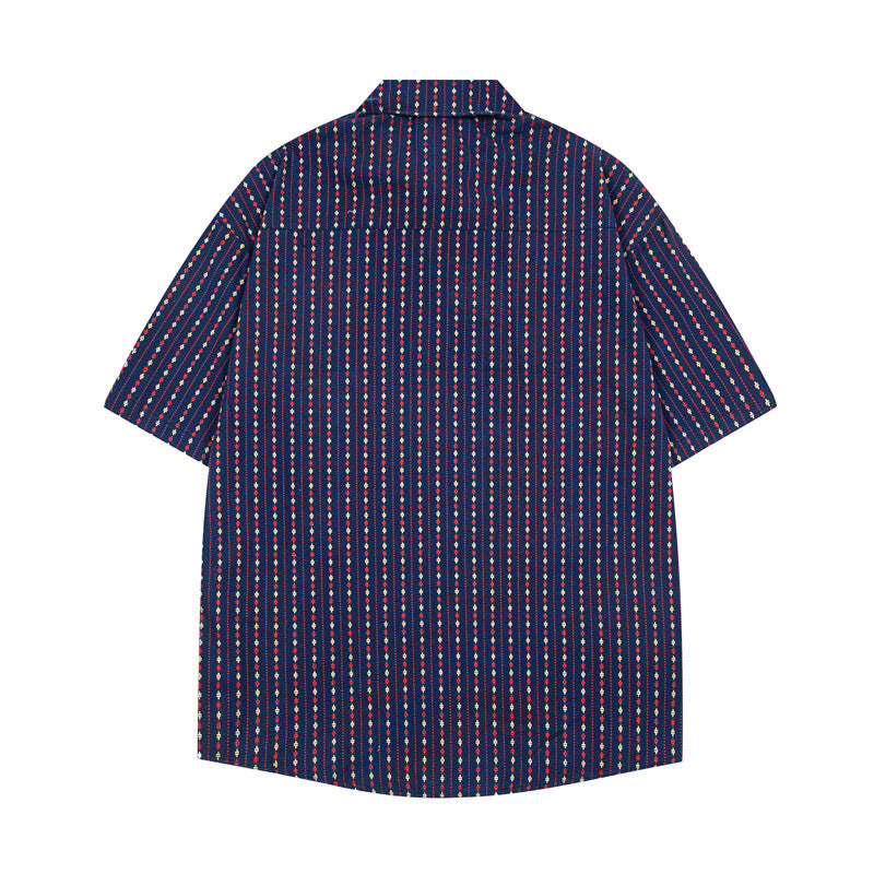 Y2K mens shirt retro loose leather-lined rabbit print casual short sleeve