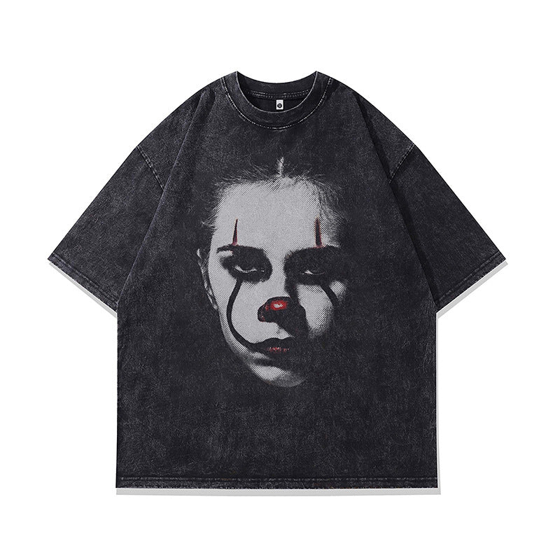 Ropa Vintage Hombre Clown Print Short Sleeve T-Shirt
