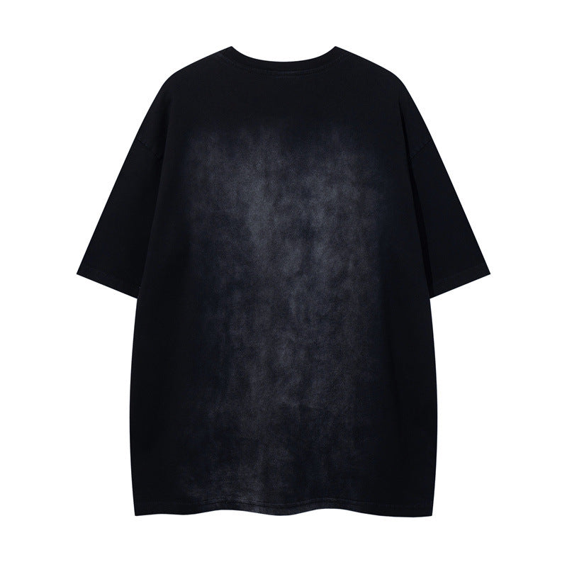Y2K mens shirt washed network offset cloth embroidery T-shirt