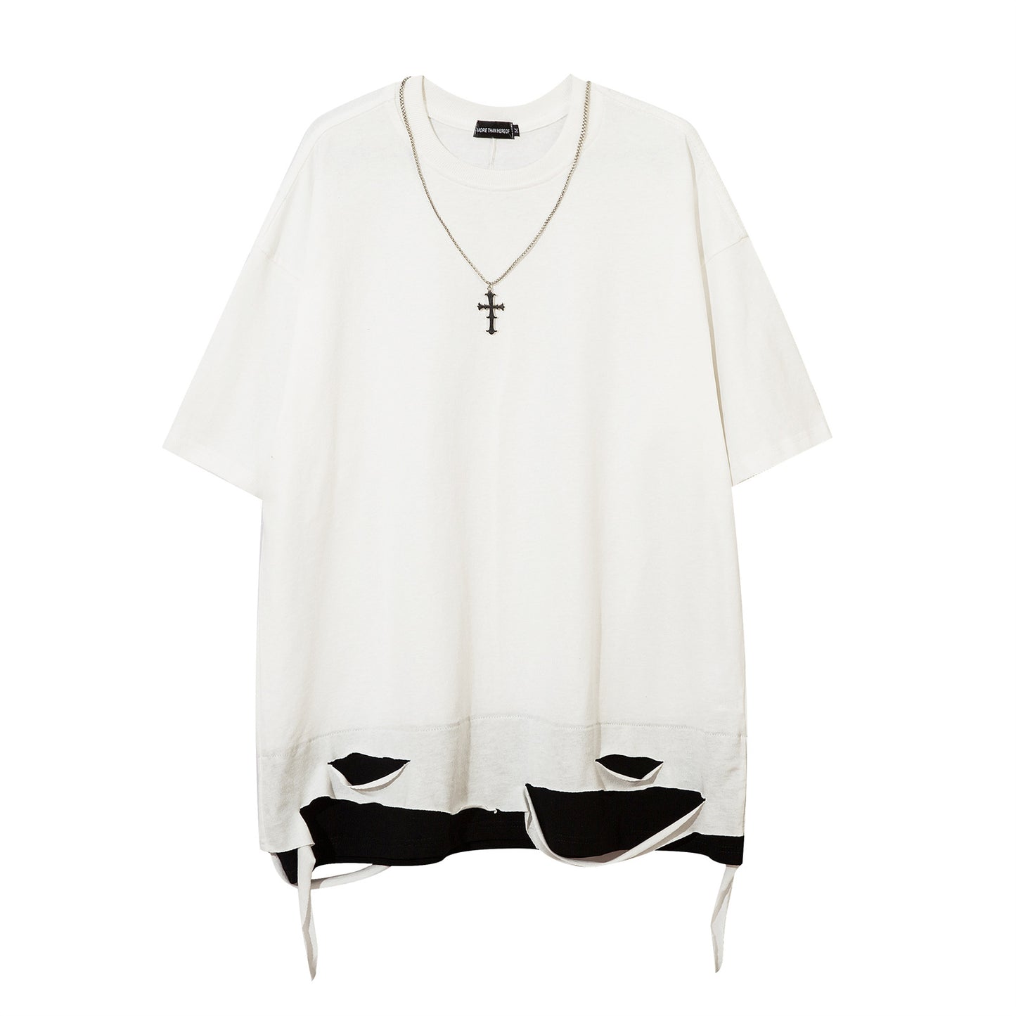 USA Vintage T-Shirt Chain Splicing Fake Two-piece Men's Summer