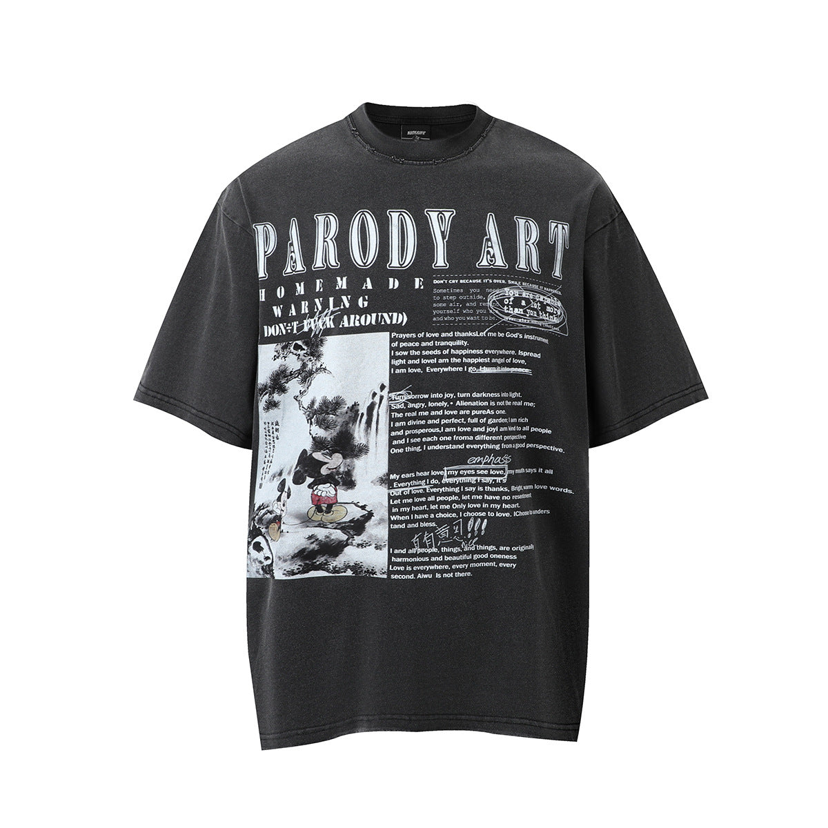1990 Fashion T-Shirt Loose retro washed old cartoon print short sleeve t