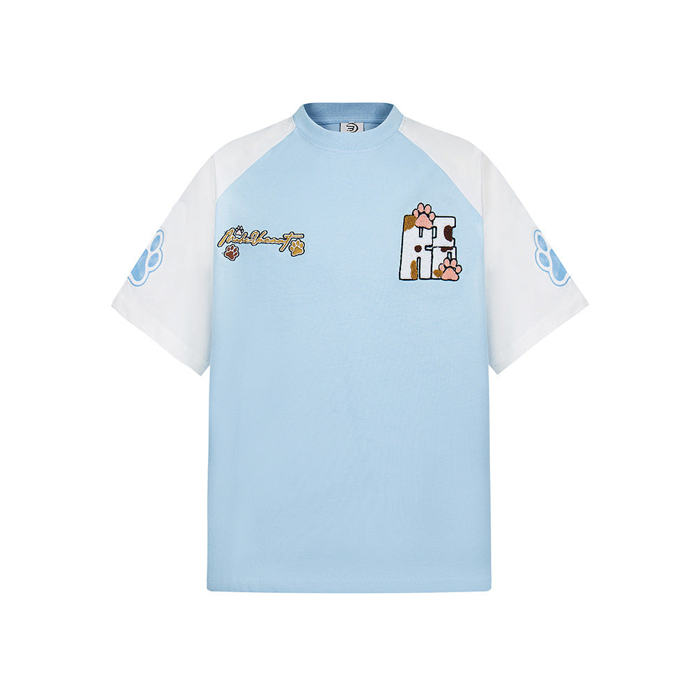 Nostalgia T Shirts Vintage Crew Neck Embroidered Short Sleeve T-Shirt