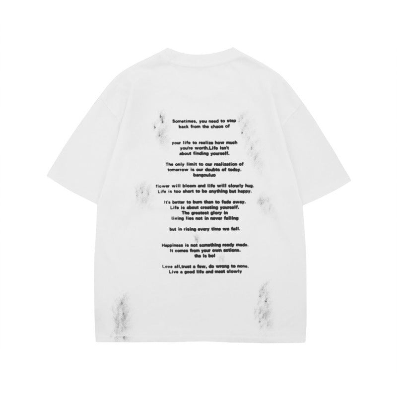 US drip outfits summer vintage done casual loose short sleeve T-Shirts