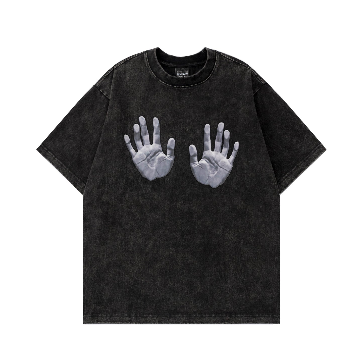 1990 Fashion T-Shirt Spring and Summer Washing Water Old Hand Printed Short Sleeve T-Shirt