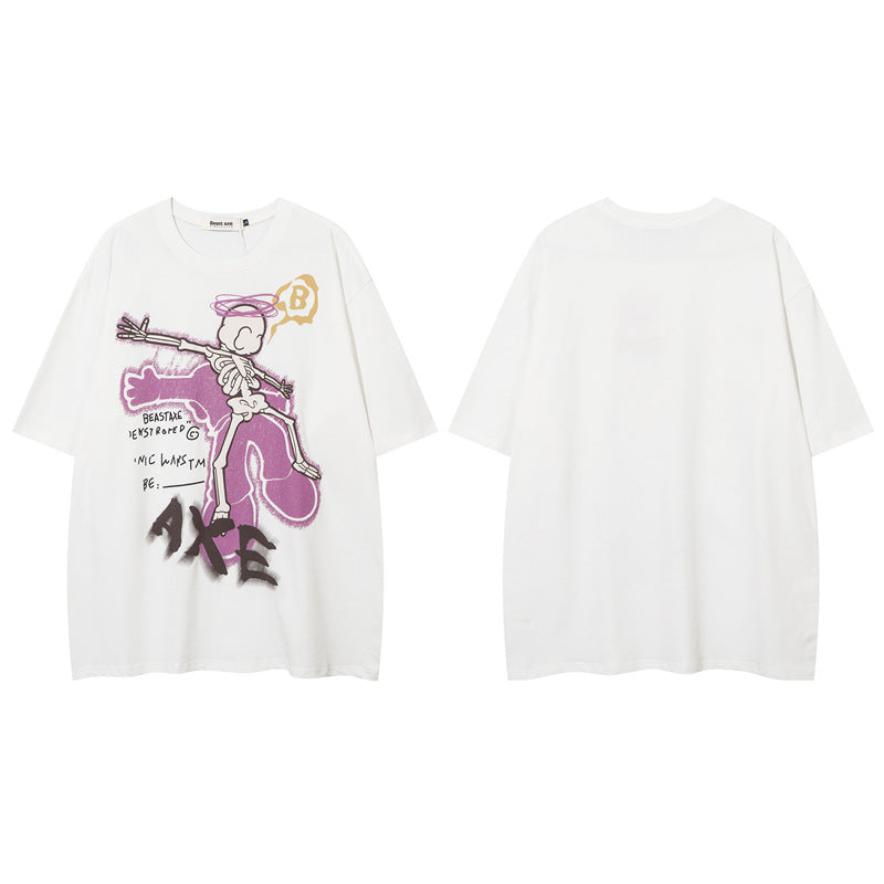 Y2K mens shirt skull foam print short-sleeved T-shirt