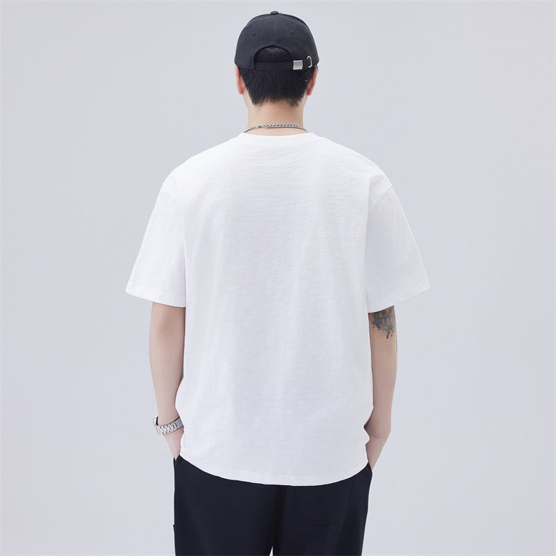 Men T-shirts Summer Short Sleeve Loose Maple Print Top