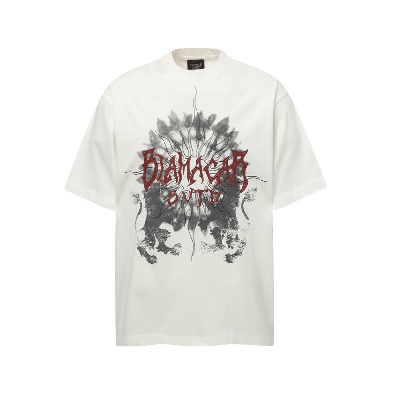 Casual Street Wear Washed Retro T-Shirt Anime Old