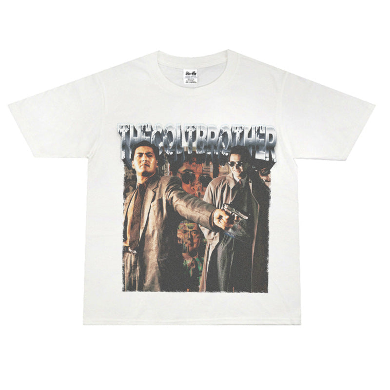 Film Star T Shirt Trendy Cotton Short Sleeve Loose round Neck Retro T-shirt