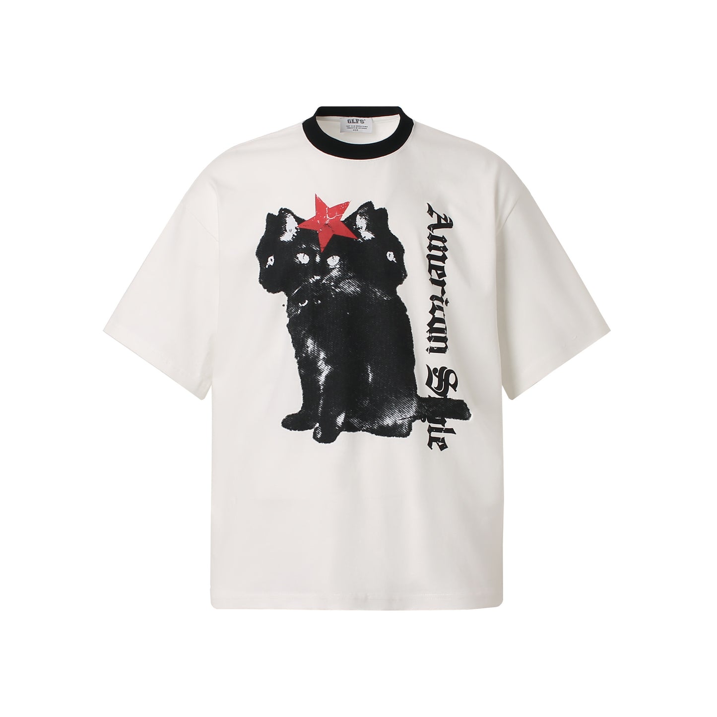 Unisex T-shirts Summer Male and Female Cat Picture Loose Short Sleeve T-Shirt