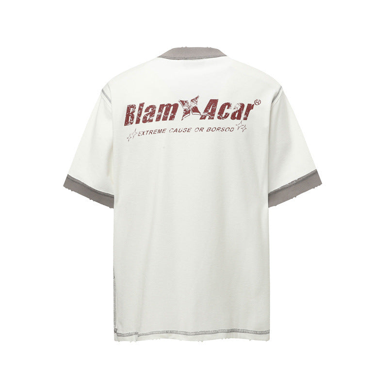 Casual Street Wear Vintage Loose Letter Print Short Sleeve T-Shirt