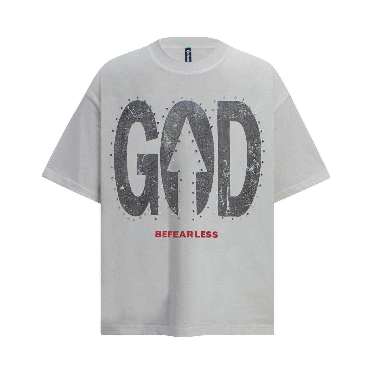 Unisex T-shirts Summer Vintage Alphabet Bead Printed Men's Loose Short Sleeve T-Shirt